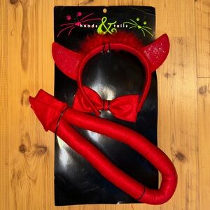 Heads & Tails Devil costume accessories headband-bow tie-tail  NWT Halloween 😈